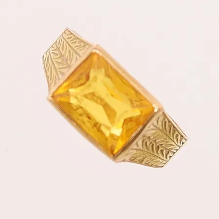 Ring, Ø16, bredd:8mm, gul sten, 18K 3,2g.