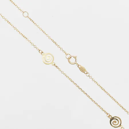Collier med integrerade hängen, justerbar längd: 40-43cm, bredd: 0,5-6mm, 14K guld.  Vikt: 1,9 g