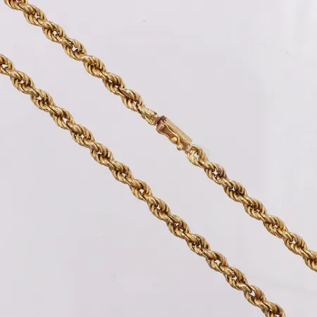Kedja, Cordell, längd 76,5cm, bredd 4,9mm, defekt i länkar, 18K  Vikt: 21,9 g