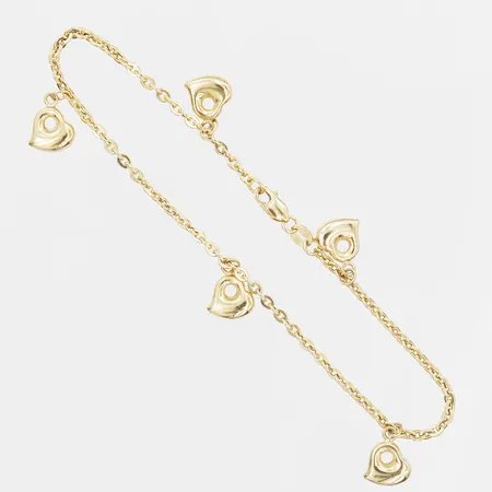 Armband med fem berlocker i form av hjärtan, längd 19cm, 18K Vikt: 3,1 g