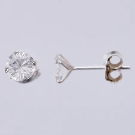 Ett par örhängen med vit sten, Ø 6mm, silver 925/1000