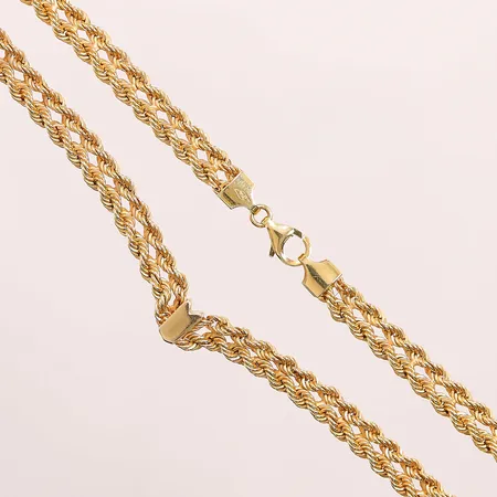 Collier, dubbel cordell, 45cm, bredd:6mm, 18K 12,3g.