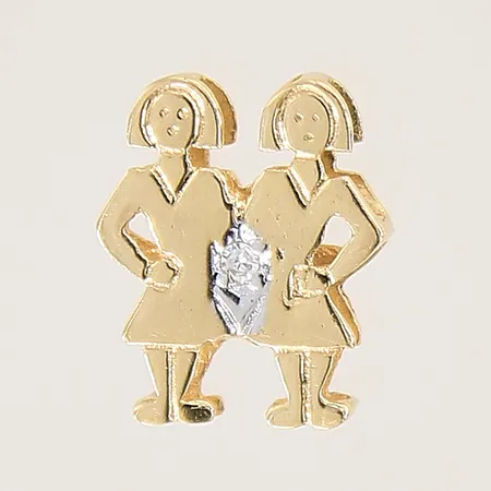 Hänge, tvillingarna, med diamant ca 0,01ct, 12x10mm, 18K  Vikt: 1 g