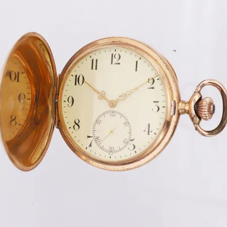 Savonette, 14K, Ø50mm, manuell, boettnr: 184135, innerboett i metall, glas lös, monogram, gravyr i innerboett, bruttovikt 91,0g