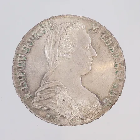 Mynt Thaler Maria Tersia Österrike 1780 Ø41mm, silver  Vikt: 28 g