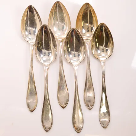 6 Matskedar, 21,5cm, 830/1000 Silver 358,4g.
