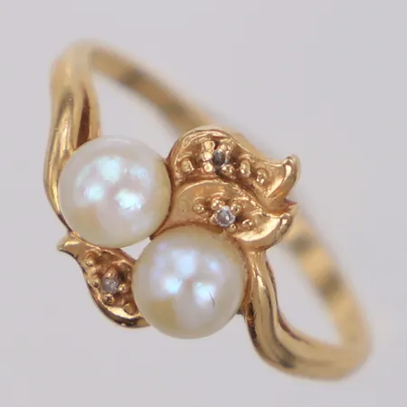 Ring med pärlor, stl 20¼, bredd: 1,7-12,8mm, 14K Vikt: 3,4 g