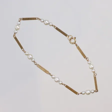 Armband med odlade pärlor och stavar 19,5cm bredd 2-4mm 18K Vikt: 3,5 g