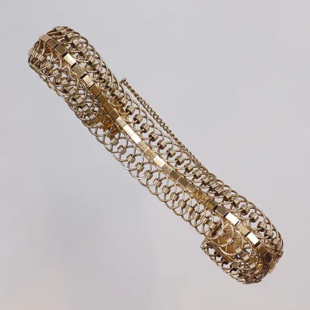 Armband mönstrat med säkerhetskedja, 18K Vikt: 30,9 g