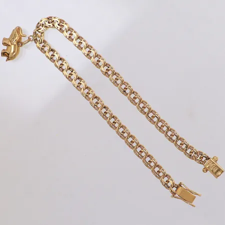 Armband Bismarck med berlock, längd: 19cm, bredd: 4,6mm, 18K Vikt: 8,3 g