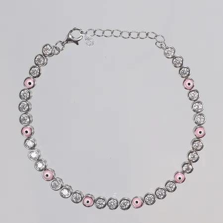 Armband med vita stenar samt emalj, märke "So Chic" 15-18cm silver 925/1000 Vikt: 9,2 g