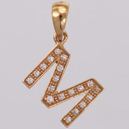 Hänge, bokstaven M med diamanter 19xca0,01ct, 23x15mm, 18K Vikt: 1,5 g