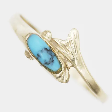 Ring i form av delfin med turkos, stl: 17, 14K guld Vikt: 1,2 g
