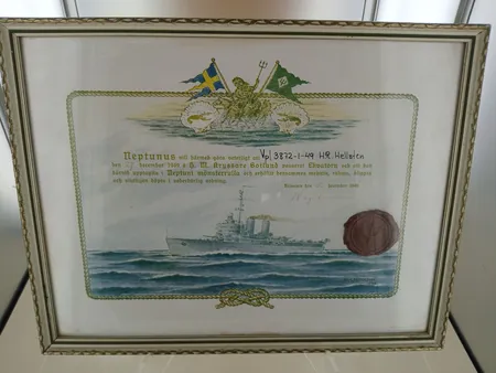 Tavla certifikat Neptunus, 34 x 26 cm Skickas med postpaket.