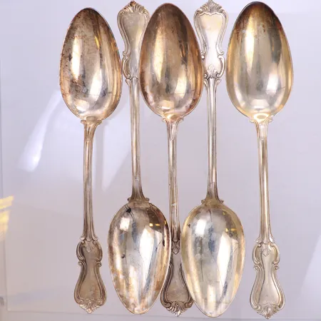 5 skedar, längd 22cm, modell Olga, GAB, 830/1000 silver Vikt: 376 g