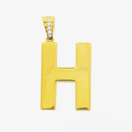 Hänge, bokstaven H, stenar, 28x15mm, 21K. Vikt: 2,2 g