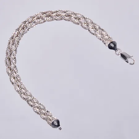 Armband flätad, längd: ca 19cm, bredd: ca 7mm, GHA, 925/1000, silver Vikt: 7,6 g
