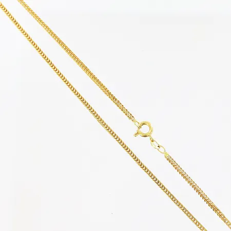 Kedja, 70,5cm, bredd 1,8mm, skevheter, 21K. Vikt: 15,5 g