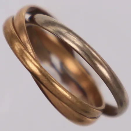 Ring, tredelad, stl 18¼, bredd: 4,7mm, tricolore, 18K Vikt: 4,5 g