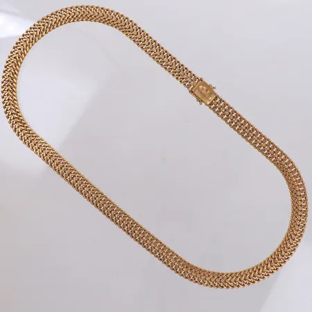 Collier, fiskbenslänk, 46cm, bredd: 8,8mm, 18K Vikt: 48,3 g