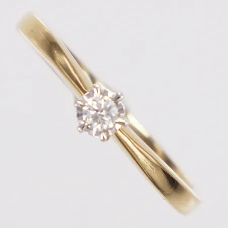 Ring, diamant 1xca0,07ct, stl 17½, Guldfynd, 18K  Vikt: 2,5 g