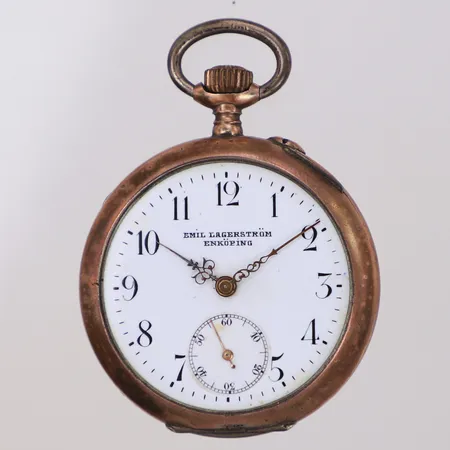 Mormorsur, Emil Lagerström Enköping, manuell (går ej), 36mm, boettnr 13551, saknar glas, bakboett lös, två boetter i silver 800/1000