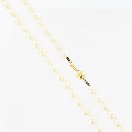 Pärlcollier, odlade saltvattenspärlor Ø6,5mm, 50cm, kullås i 18K. Vikt: 0 g