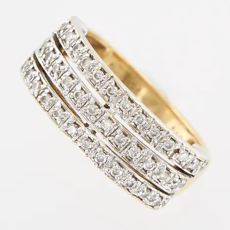 Ring gulguld/vitguld med diamanter 0,28ctv, stl 16, bredd ca 7mm, GHA, 18K Vikt: 3,8 g