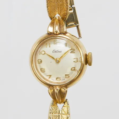 Damur, Certina 14K, Ø19mm, boettnr: 1796791, defekt går ej, länk i doublé, bruttovikt: 15,3g.