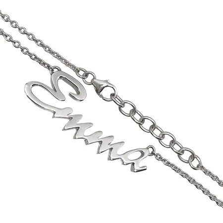 Halsband med integrerat Hänge "Emma", silver 925/1000, kedja Ankarlänk, längd 41,5-44,5 cm, hänge längd 40 mm, bredd 12 mm, fint skick  Vikt: 7,9 g