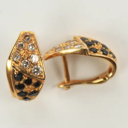 Ett par örhängen med vita och svarta stenar, 15x10mm, 18K  Vikt: 3,2 g
