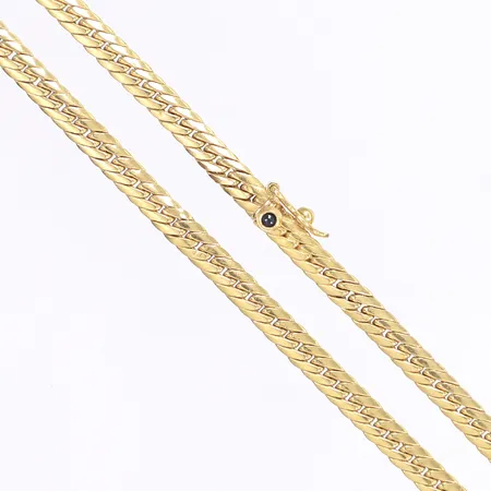 Halskedja, 45cm, bredd 3,5mm, ihålig, mycket bucklig, 18K Vikt: 9,6 g