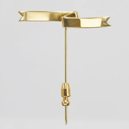 Kravattnål med lås, banderoll, 49,5x40mm, 14K Vikt: 3,6 g