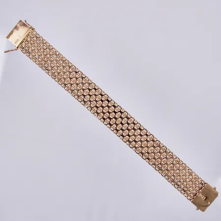 Armband X-länk med stav, längd ca 19cm, bredd ca 19mm, L B Guld år 1988, 18K  Vikt: 37 g