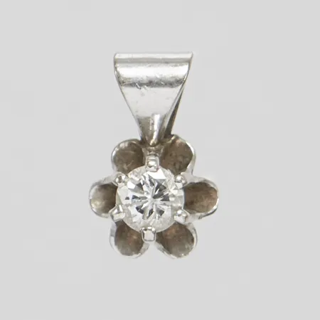 Hänge, diamant 1 x ca 0,15ct, 10,5x6,5mm, vitguld, svenska stämplar, 18K Vikt: 0,6 g