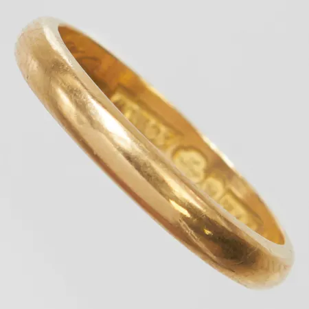 Ring, slät, Ø18, bredd: 3mm, personlig gravyr, repig, svenska stämplar, 18K Vikt: 3,4 g