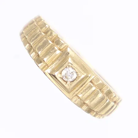 Ring med vit sten, stl 17¼, bredd 3-5mm, 14K Vikt: 4,7 g