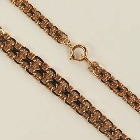 Halsband, doserad x-länk med stav, längd 50cm, bredd 5-8mm, 18K, 18g Vikt: 18 g
