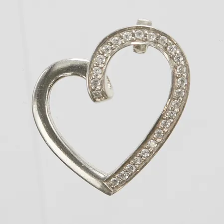 Silverhänge, hjärta, 29,5x29,5mm, vita stenar, 925/1000 Vikt: 6,1 g