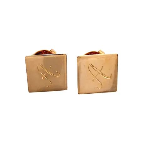 Örhängen, 18K guld, örhängenas storlek 7,5 x 7,5 mm, graverade A, originalploppar med tillverkarstämpel KP Vikt: 1,4 g