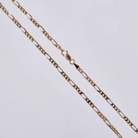 Kedja Figaro, längd: ca 60,5cm, bredd: ca 3mm, gultguld/vitguld, 18K  Vikt: 19,8 g