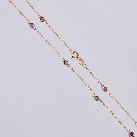 Kedja Ankarlänk med 11 granater, längd: ca 41cm, bredd: ca 1-4mm, 18K  Vikt: 3,6 g