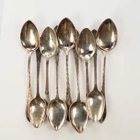 9 kaffeskedar, 12,5cm, silver, 830/1000  Vikt: 71,8 g