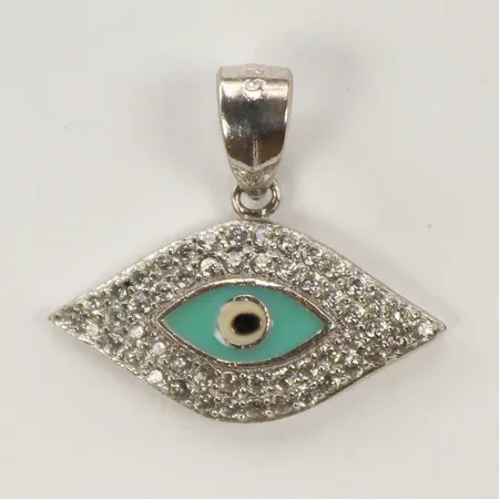 Hänge med vita stenar, ca 20x20mm, silver, 925/1000 Vikt: 2,1 g