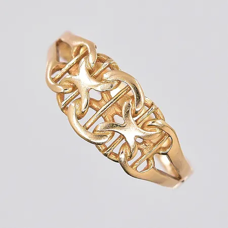 Ring, X-länk med stav, stl 16, 18K Vikt: 1,5 g