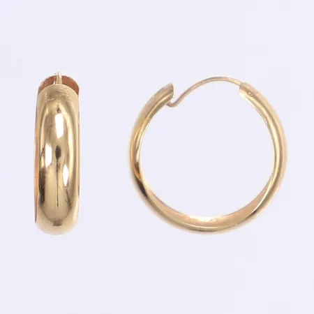Ett par örhängen, creoler, Ø18mm, bredd 4,5mm, något ojämna, 18K Vikt: 1,1 g