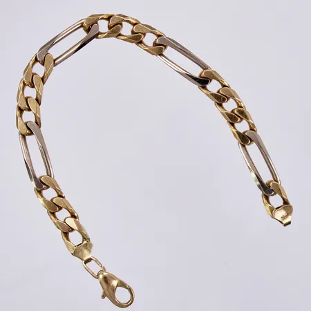 Armband Figaro, längd: ca 19,5cm, bredd: ca 7mm, gultguld/vitguld, 18K  Vikt: 32,4 g
