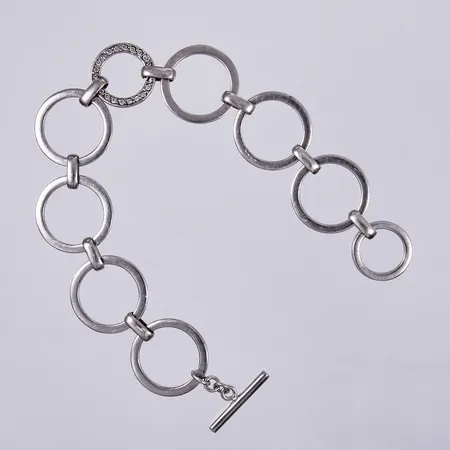 Armband med vita stenar, längd: ca 18,8cm, bredd: ca 1-18mm, 925/1000 silver Vikt: 18 g