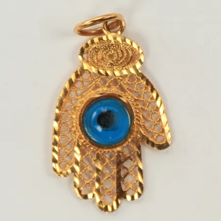 Hänge med blå sten, 35x20mm, 18K, 3,2g Vikt: 3,2 g