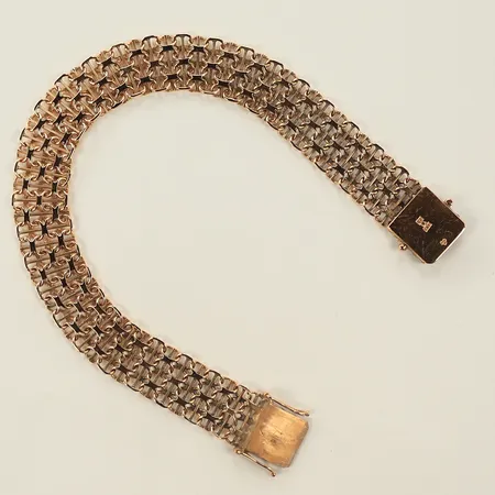 Armband, x-länk med stav, längd 21,5cm, bredd 12mm, 18K, 18g Vikt: 18 g